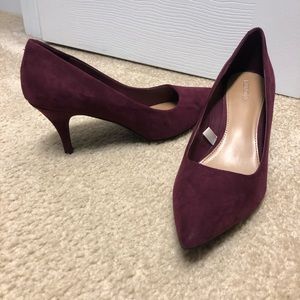 Pointed Toe Suede-like Maroon Heels